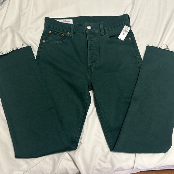3/$100 NWT High Rise Straight Jeans Forest Green size 6 tall - Picture 3 of 5